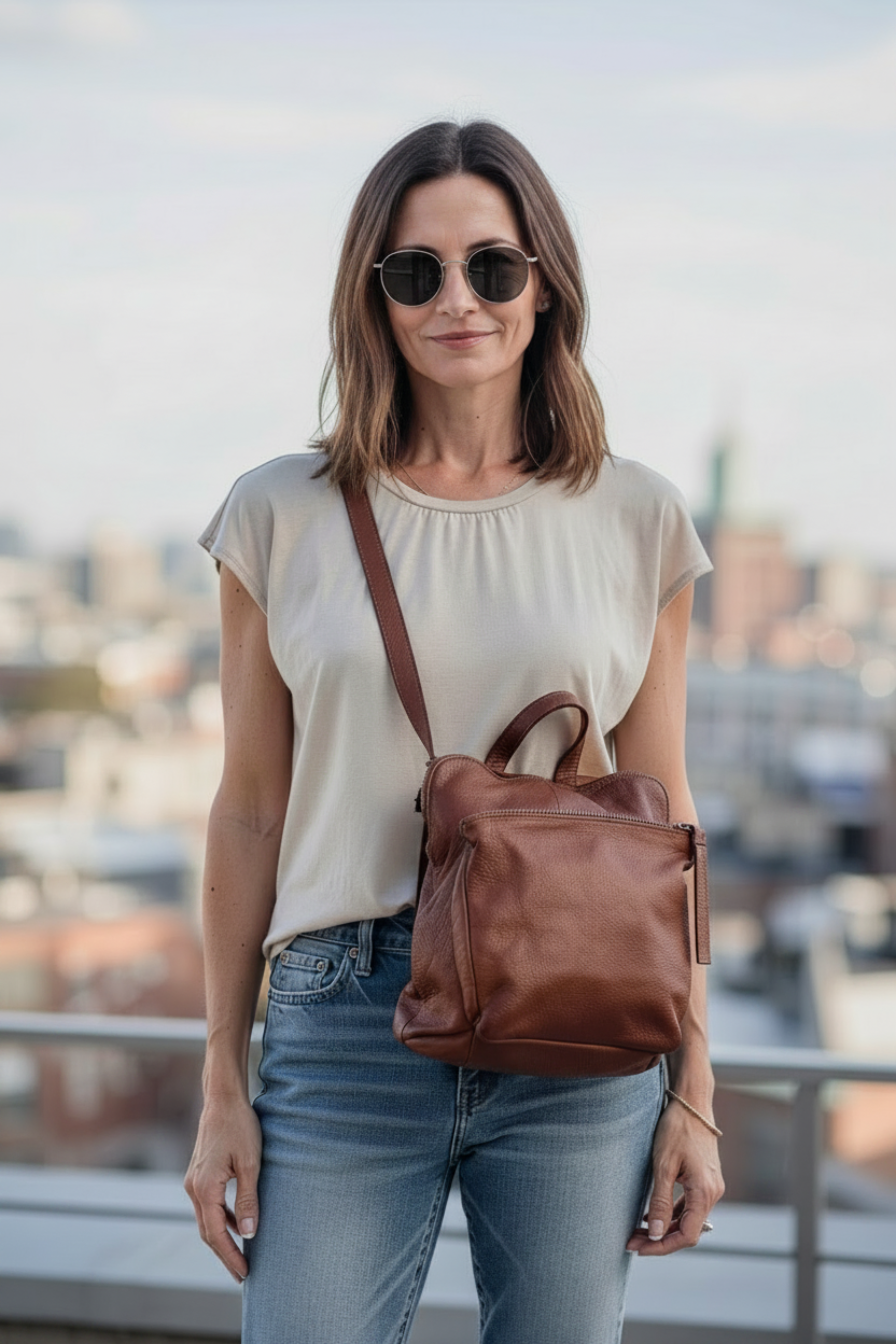 Kleiner Leder-Rucksack wandelbar