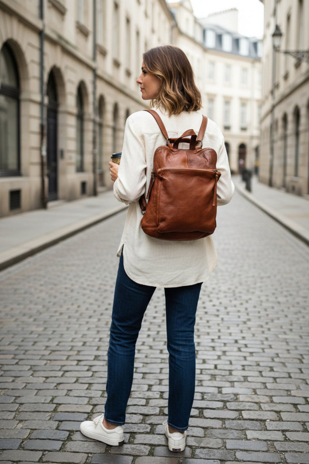 Kleiner Leder-Rucksack wandelbar