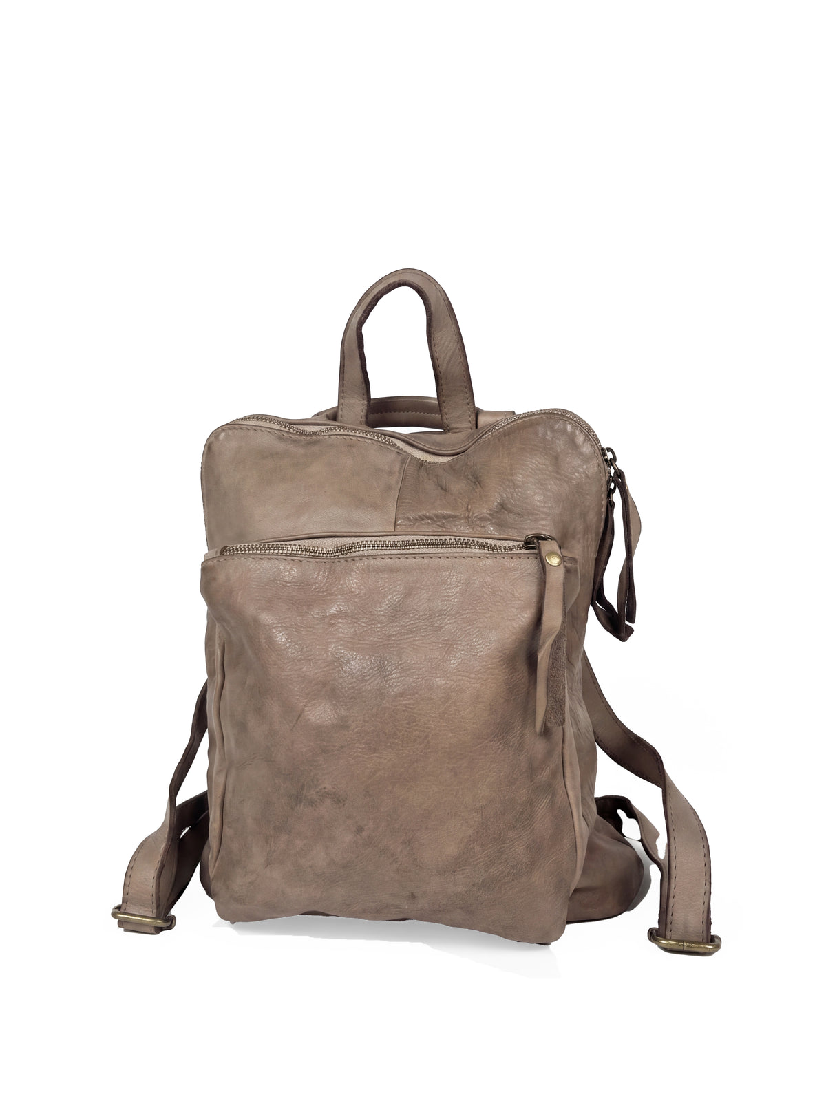 Kleiner Leder-Rucksack wandelbar taupe