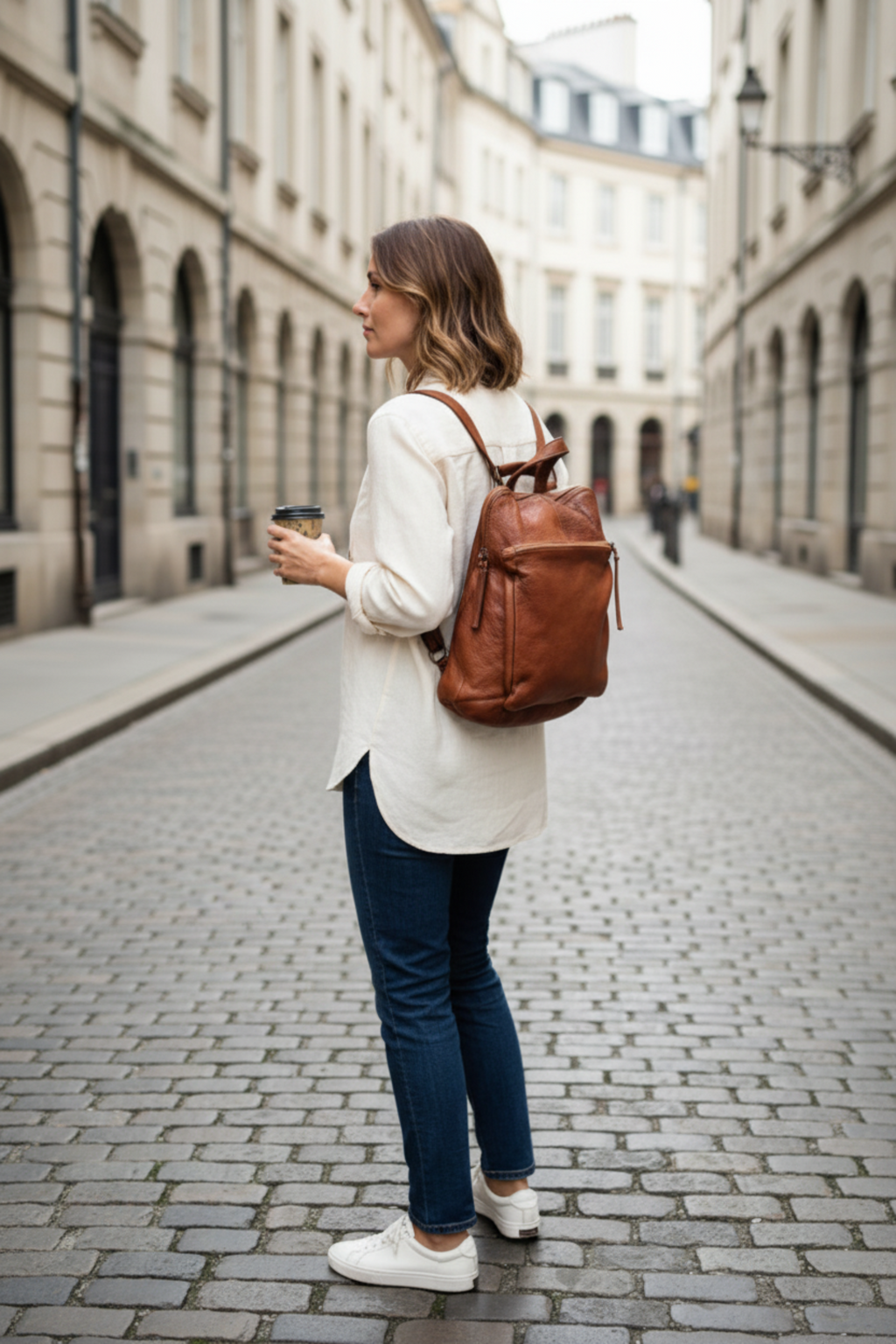 Kleiner Leder-Rucksack wandelbar