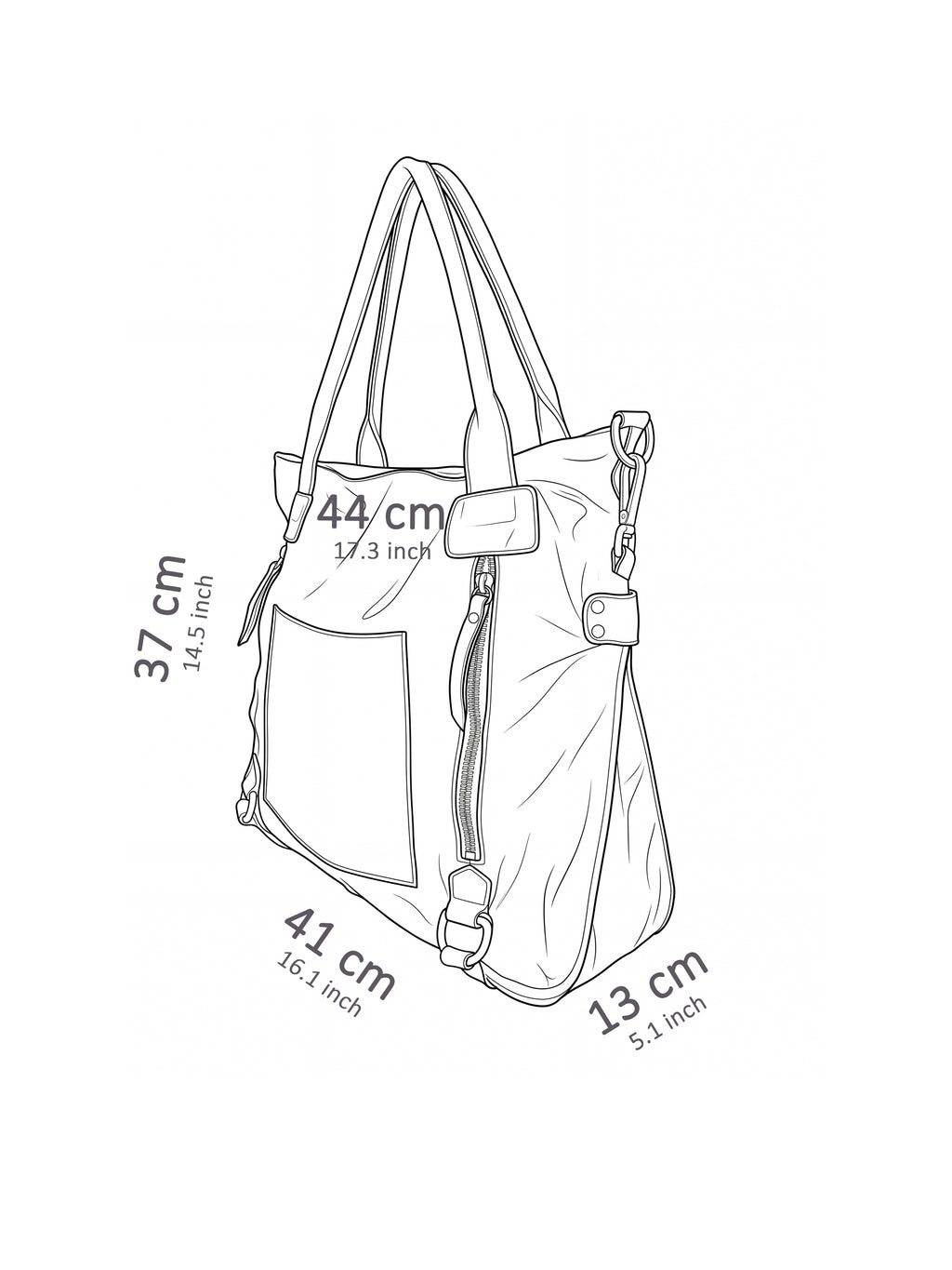 Leder-Shopper mit Fronttasche espresso