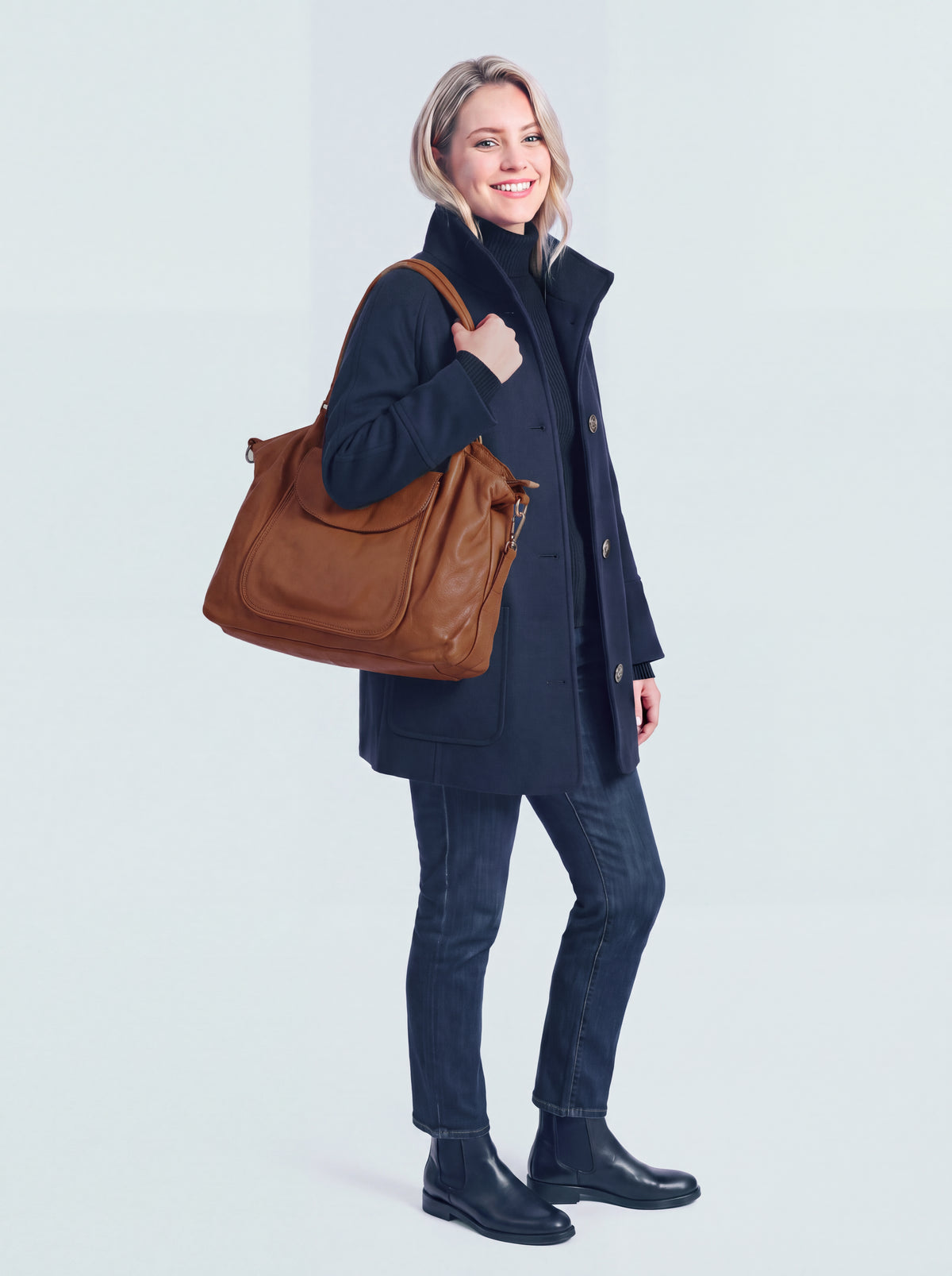 Große Handtasche cognac