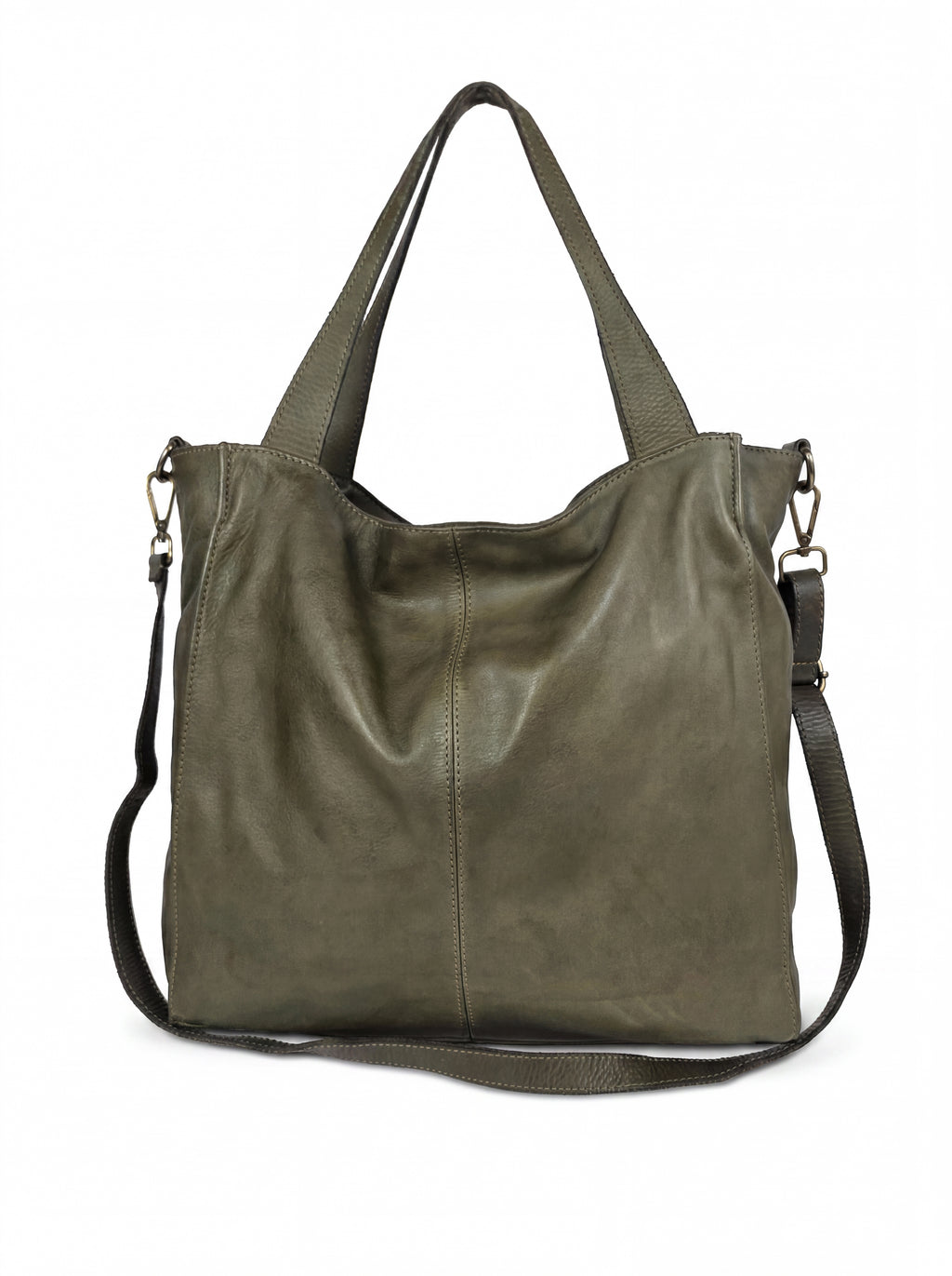 Leder-Tragetasche oliv