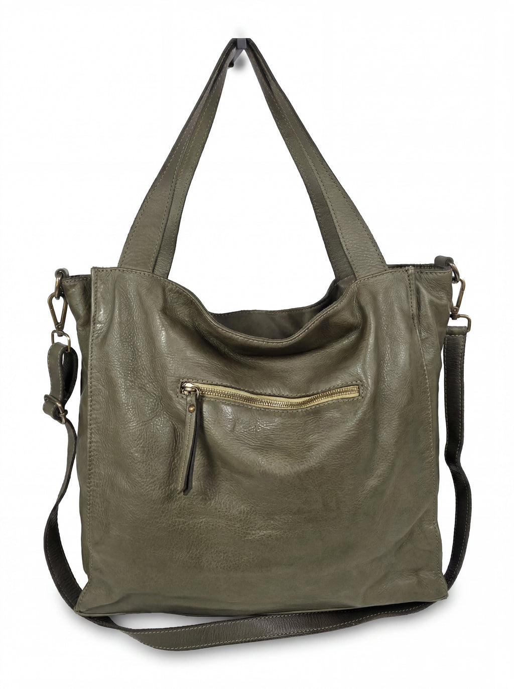 Leder-Tragetasche oliv