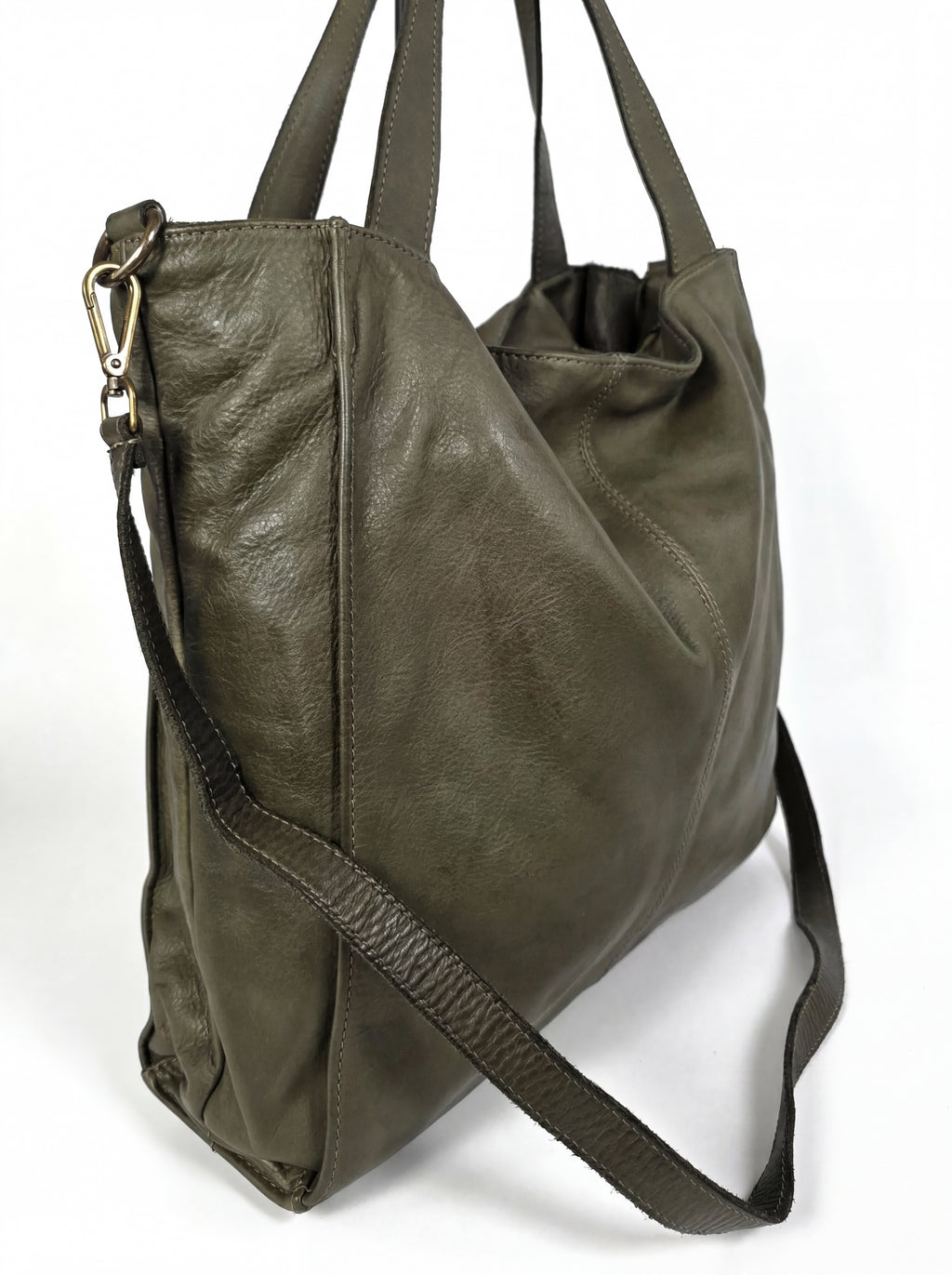Leder-Tragetasche oliv