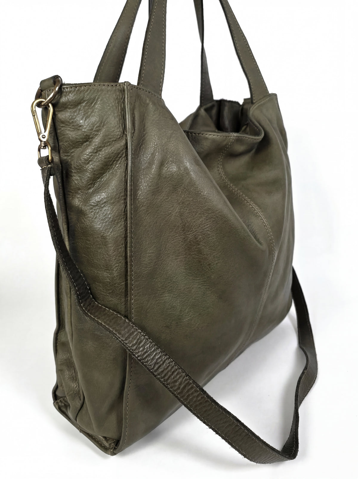 Leder-Tragetasche oliv