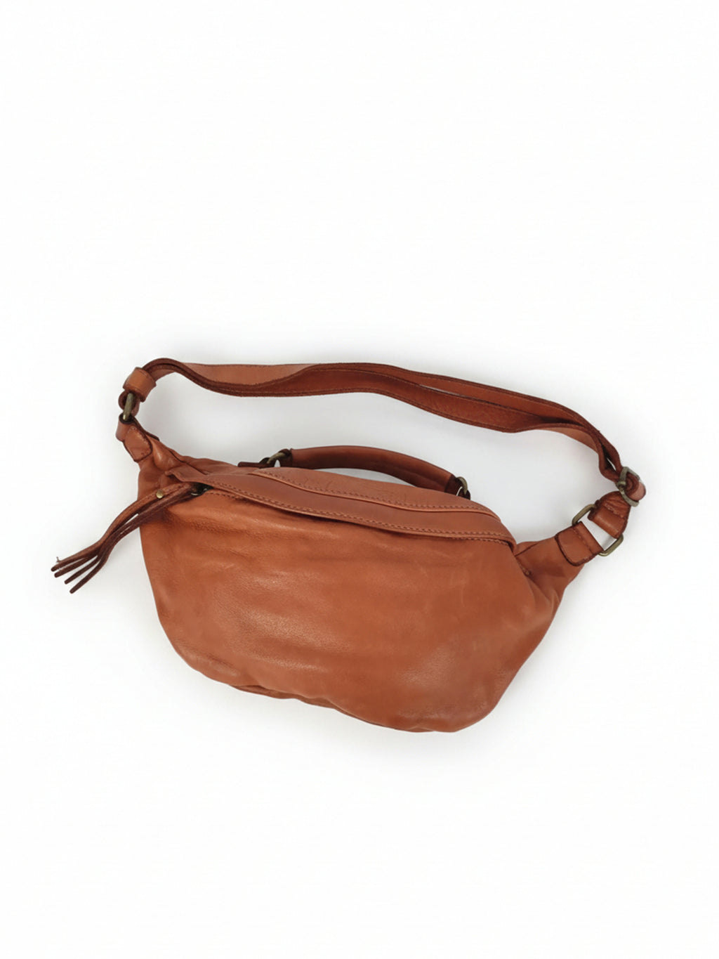 Leder-Bauchtasche cognac