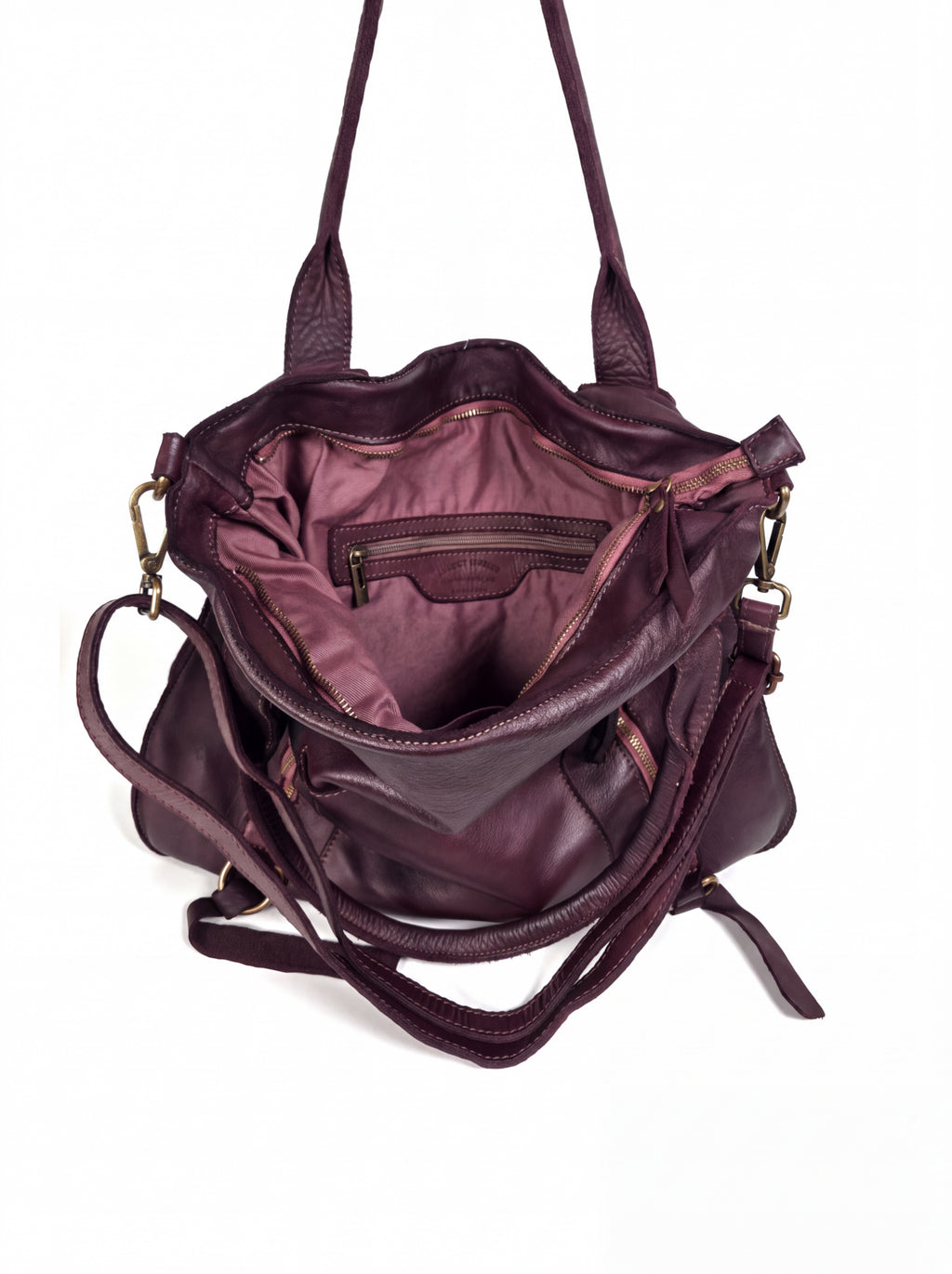 Leder-Shopper mit Fronttasche