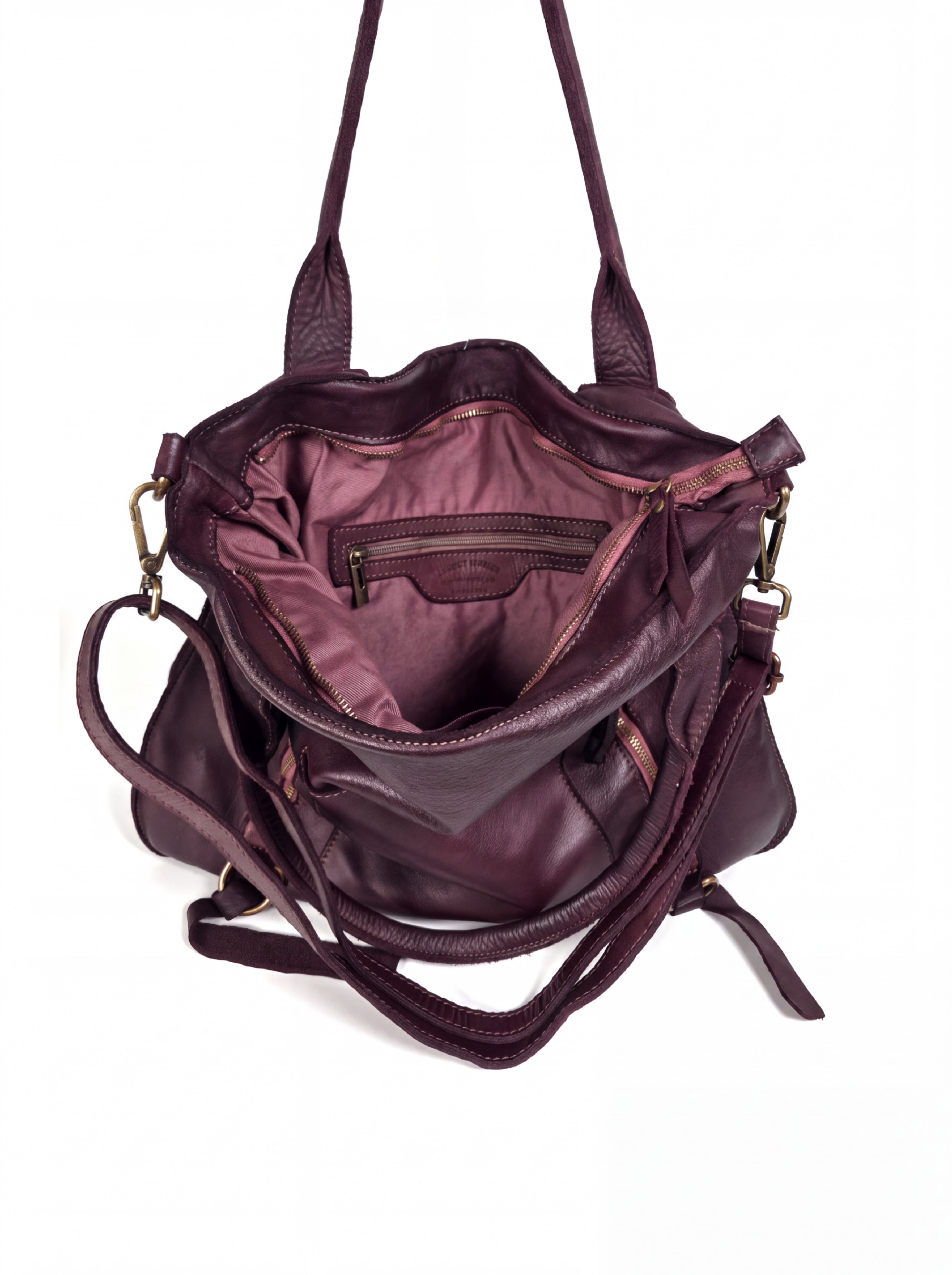 Leder-Shopper mit Fronttasche