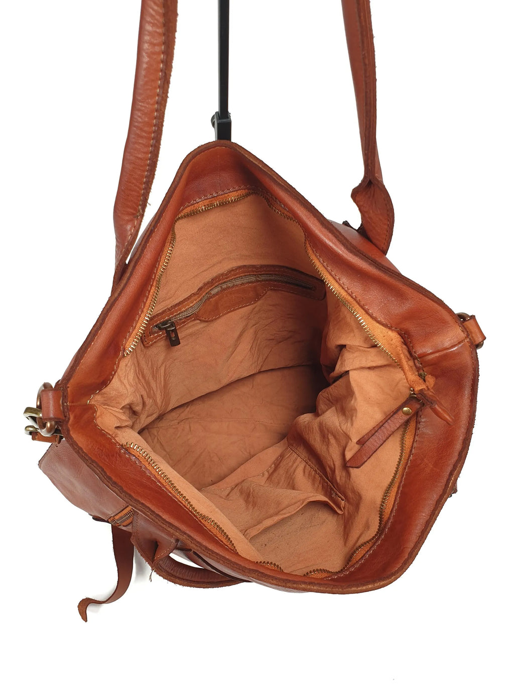 Leder-Shopper mit Fronttasche
