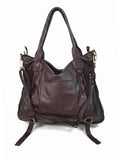Leder-Shopper mit Fronttasche espresso