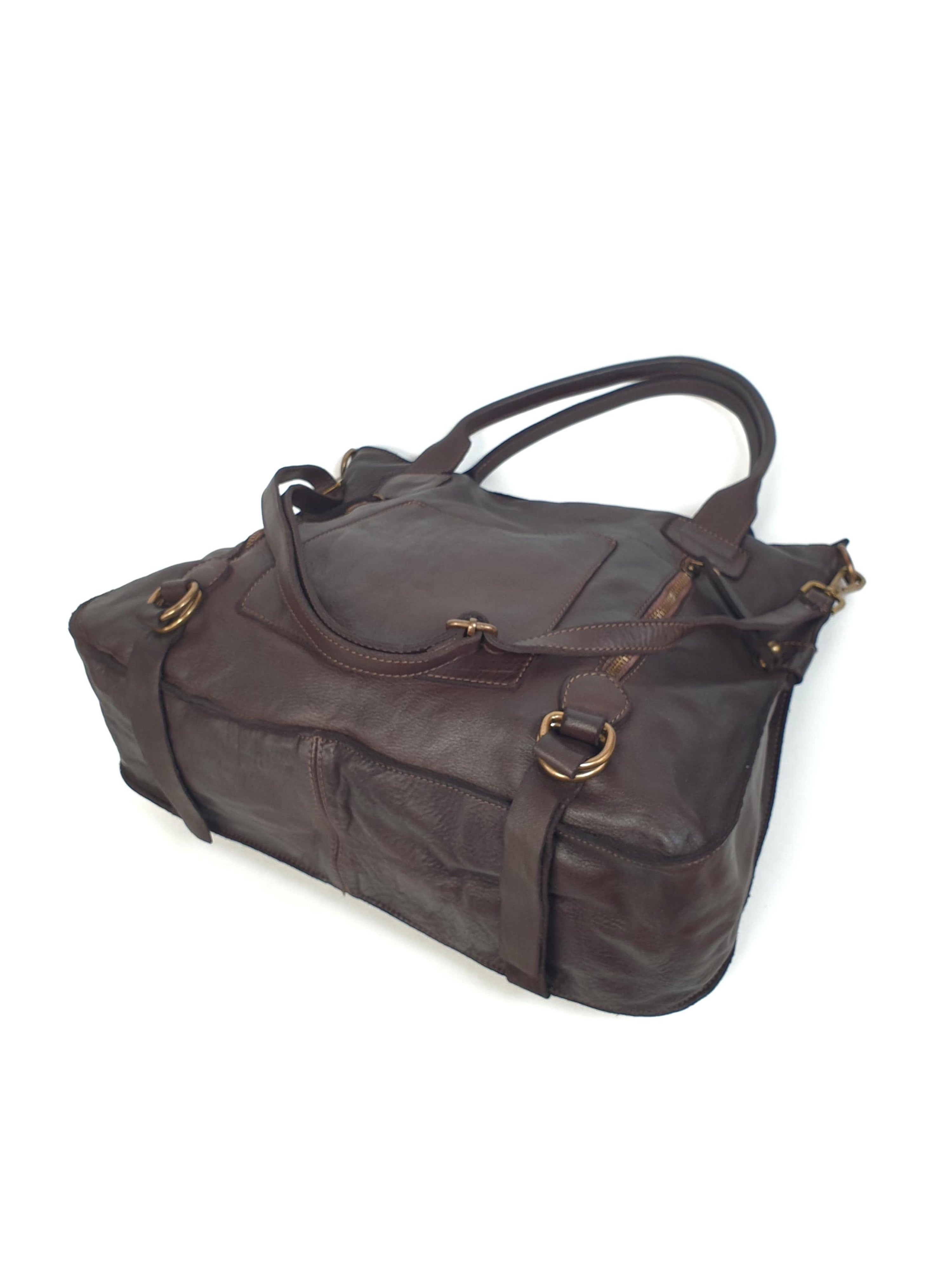 Leder-Shopper mit Fronttasche