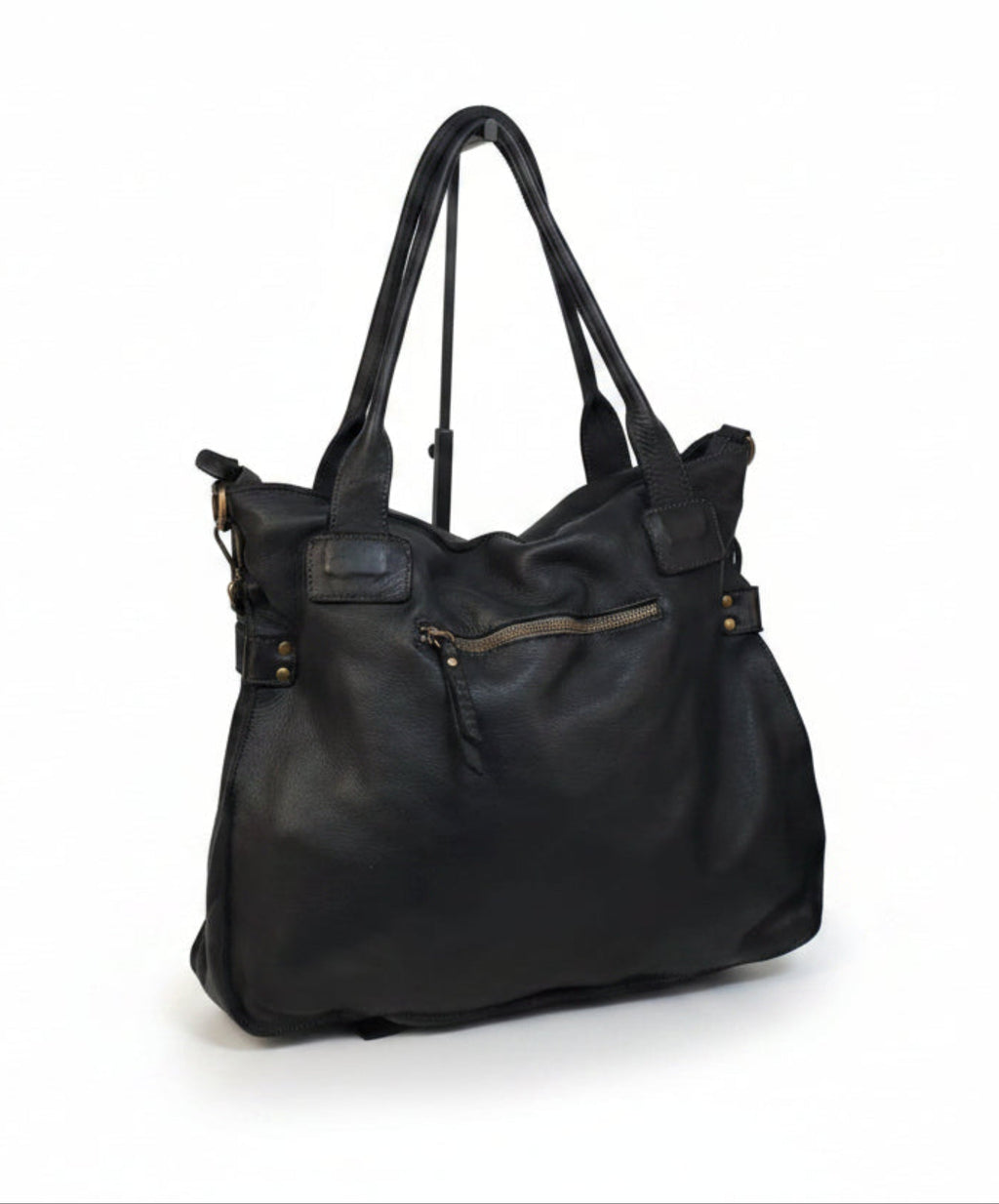 Leder-Shopper mit Fronttasche