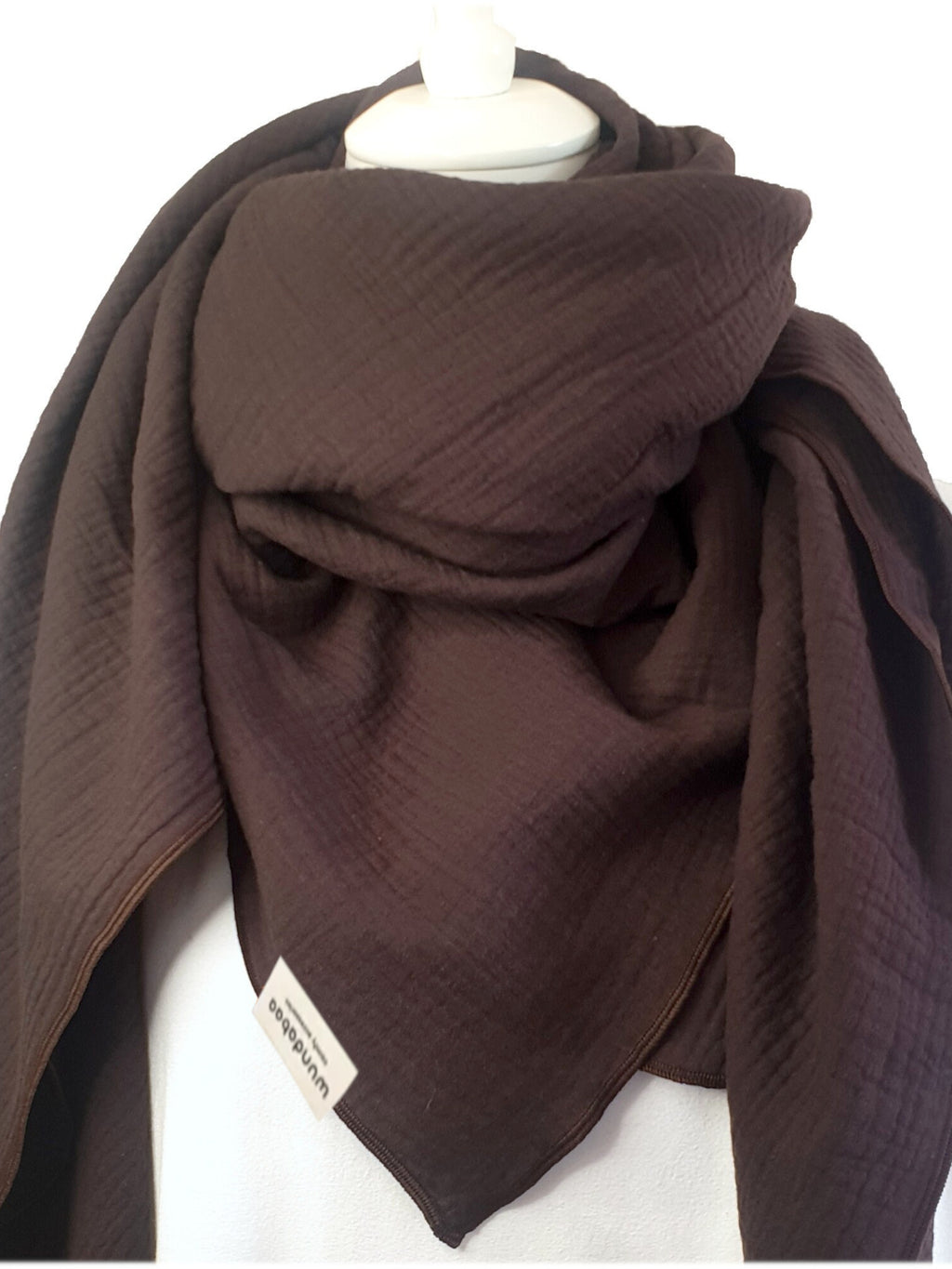 Musselintuch in braun, beige, gelb