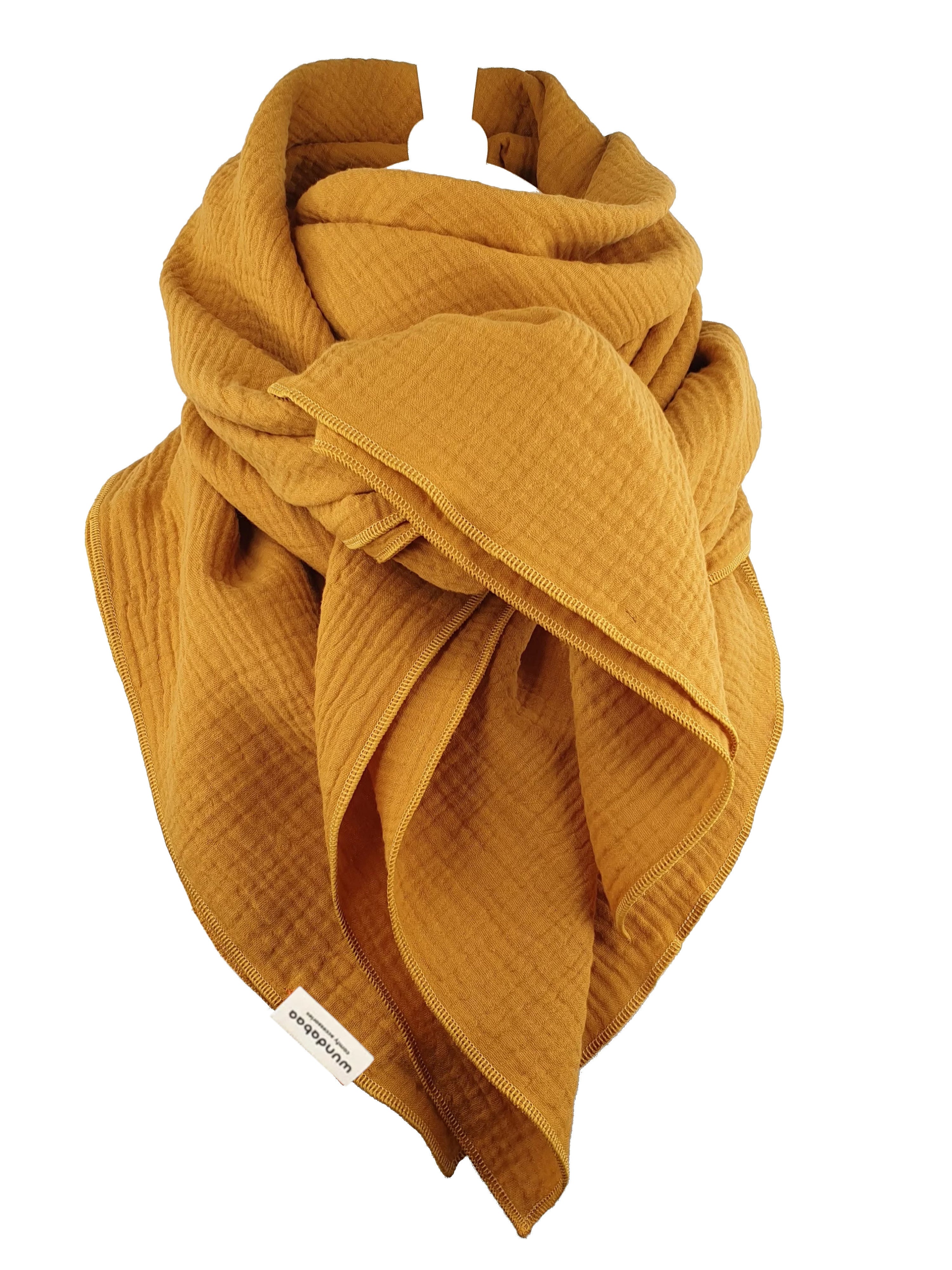 Musselintuch in braun, beige, gelb